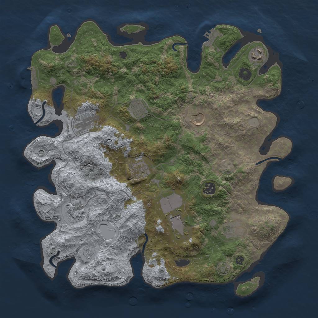 Rust Map: Procedural Map, Size: 3750, Seed: 585132, 17 Monuments