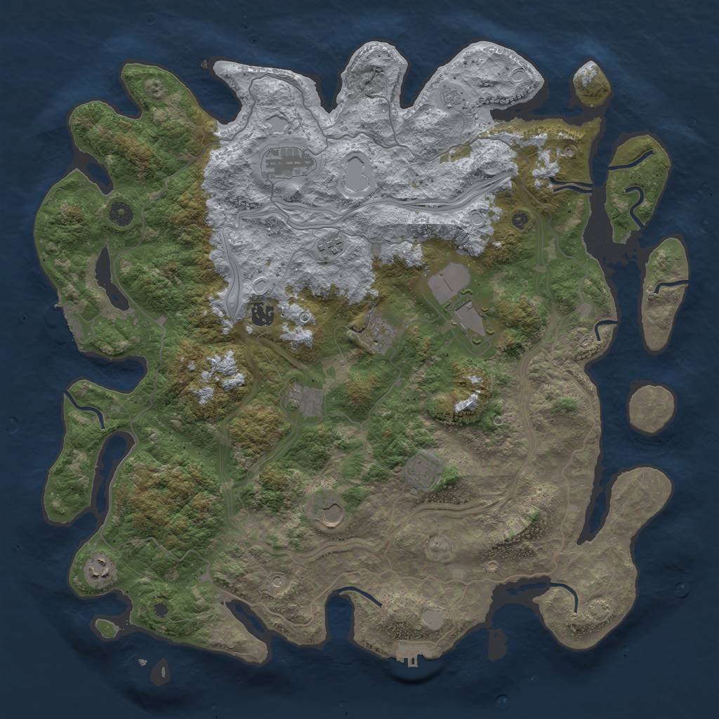 Rust Map: Procedural Map, Size: 4500, Seed: 1485365, 17 Monuments