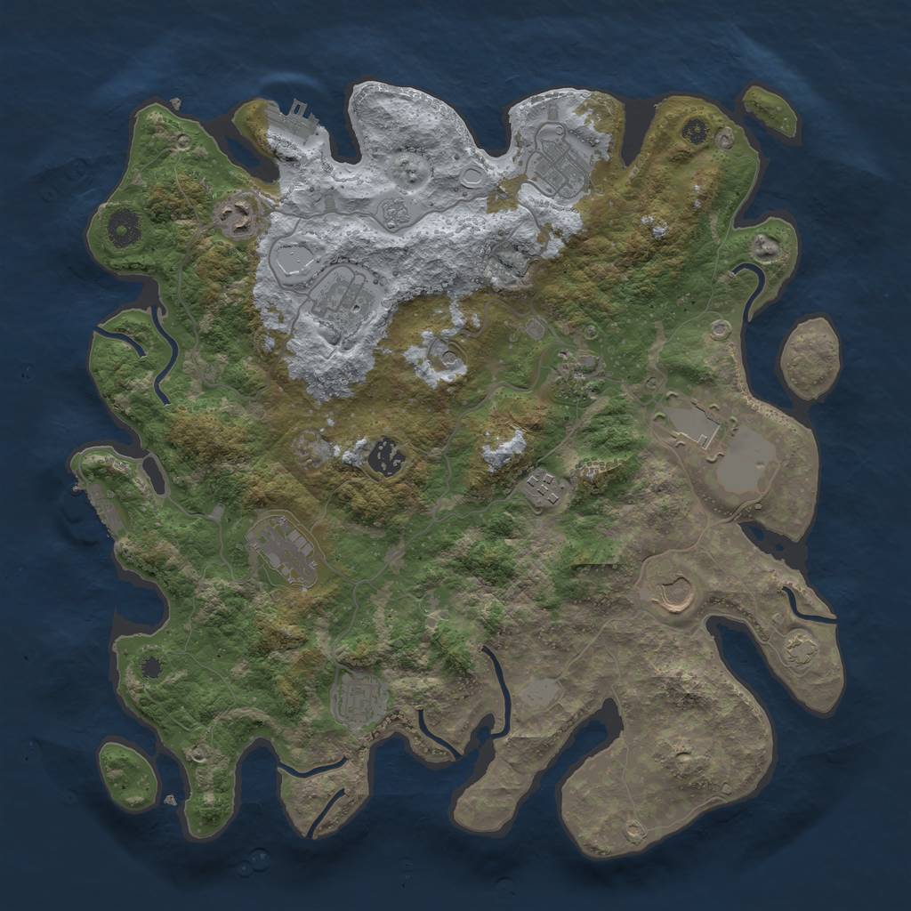 Rust Map: Procedural Map, Size: 3800, Seed: 32353046, 18 Monuments