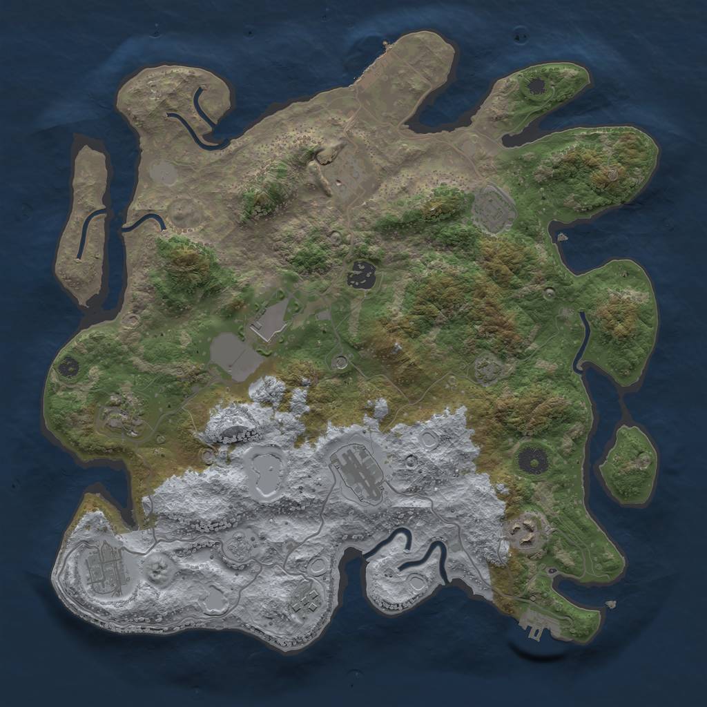 Rust Map: Procedural Map, Size: 3650, Seed: 76961493, 17 Monuments