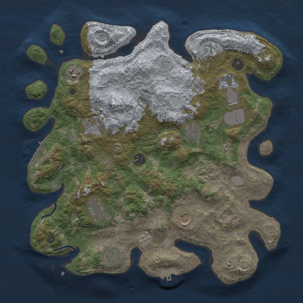 Rust Map: Procedural Map, Size: 3800, Seed: 68122647, 18 Monuments