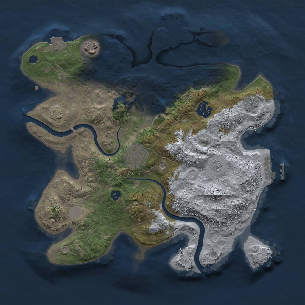 Rust Map: Procedural Map, Size: 3000, Seed: 2456610, 11 Monuments