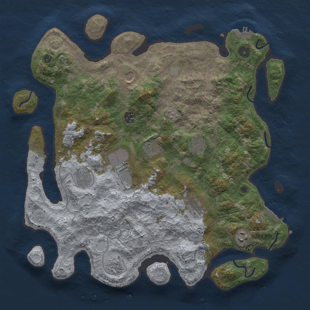 Rust Map: Procedural Map, Size: 4000, Seed: 1303033823, 18 Monuments