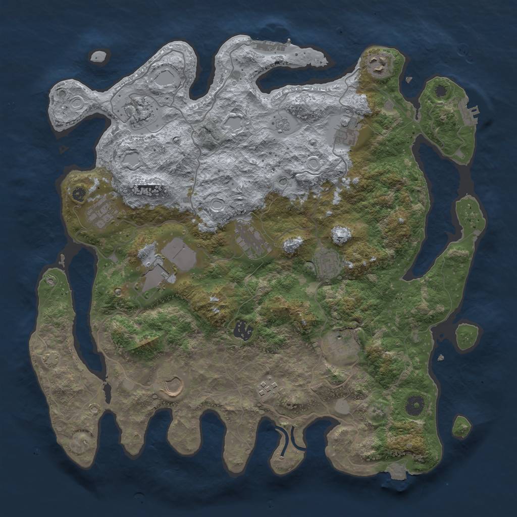 Rust Map: Procedural Map, Size: 3950, Seed: 67098773, 19 Monuments
