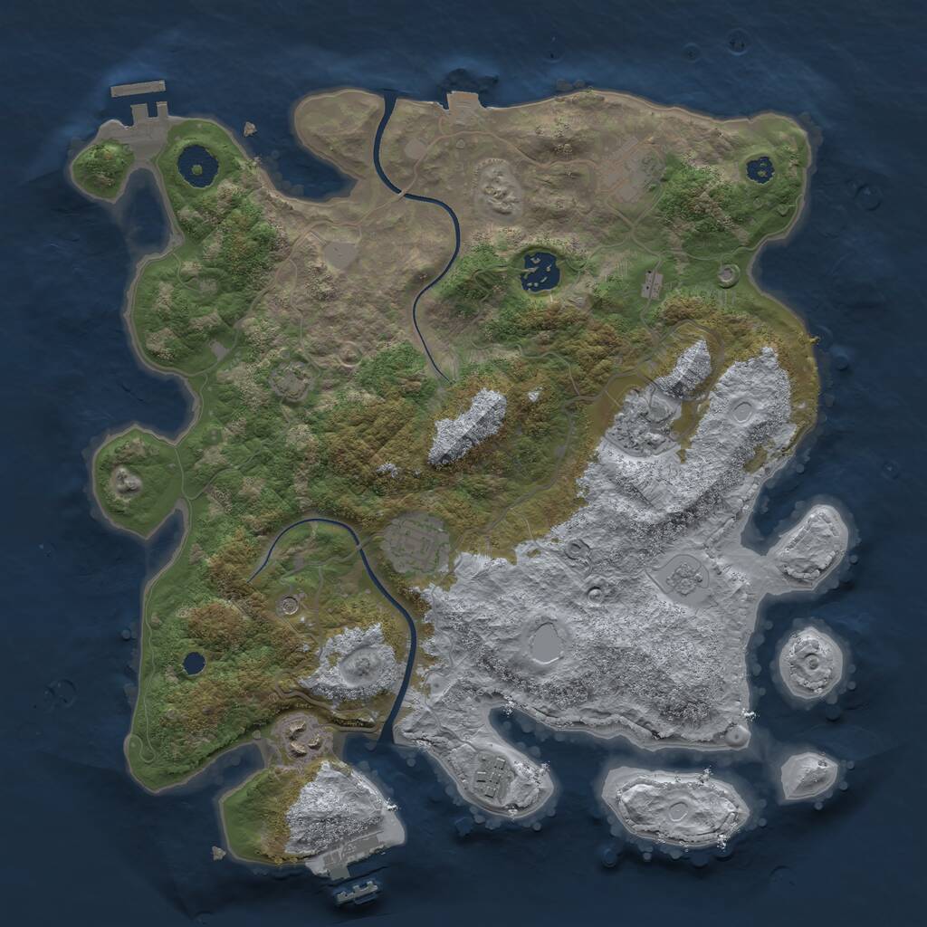 Rust Map: Procedural Map, Size: 3450, Seed: 79096902, 12 Monuments