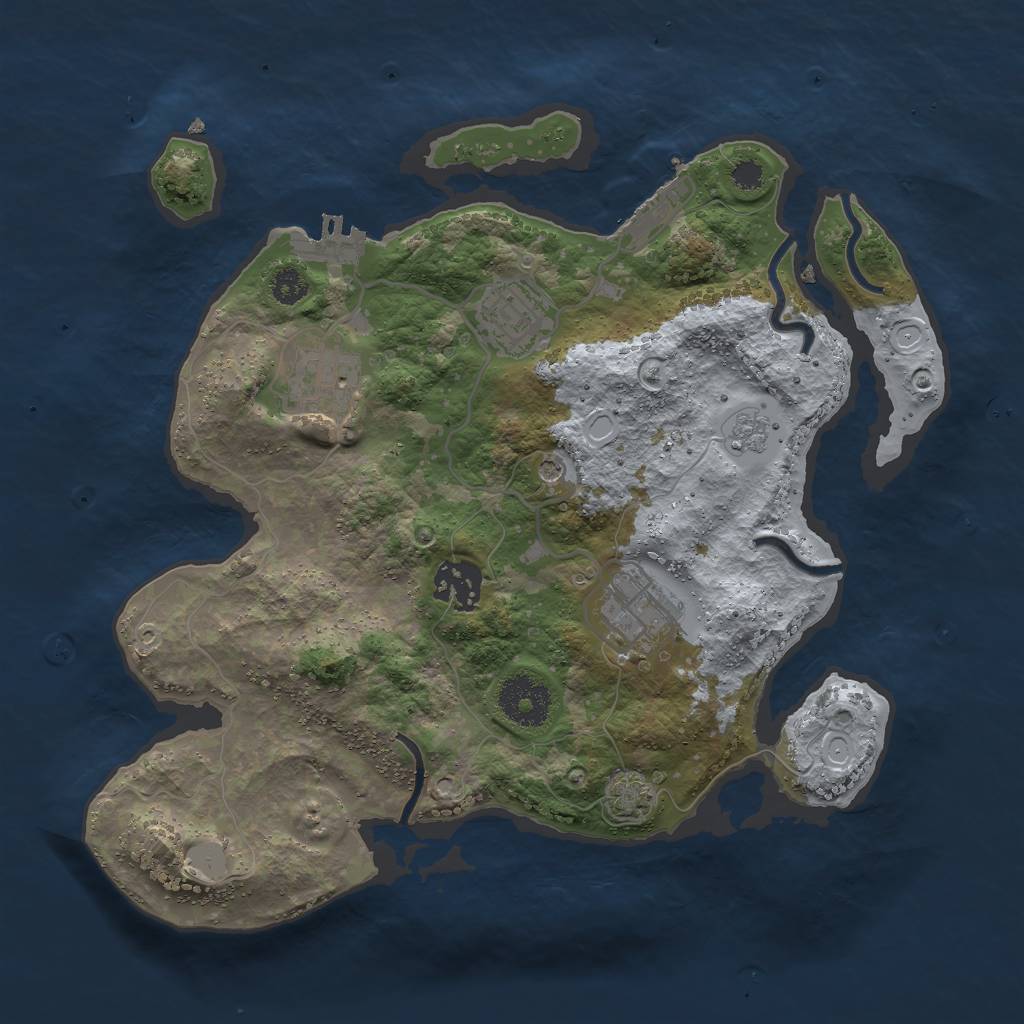 Rust Map: Procedural Map, Size: 3000, Seed: 1975155418, 12 Monuments
