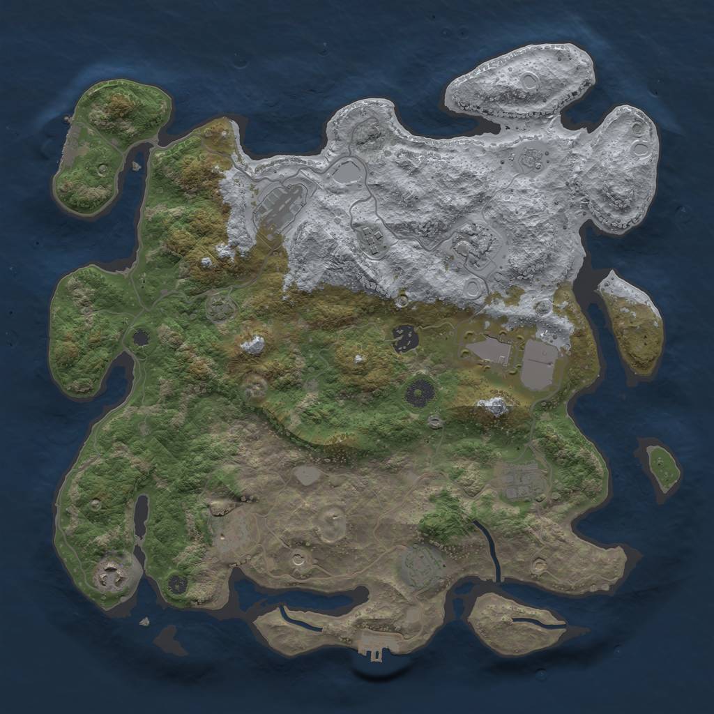 Rust Map: Procedural Map, Size: 3850, Seed: 95194759, 17 Monuments