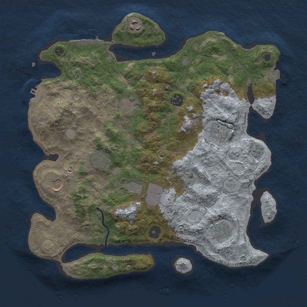 Rust Map: Procedural Map, Size: 3700, Seed: 1190386868, 17 Monuments