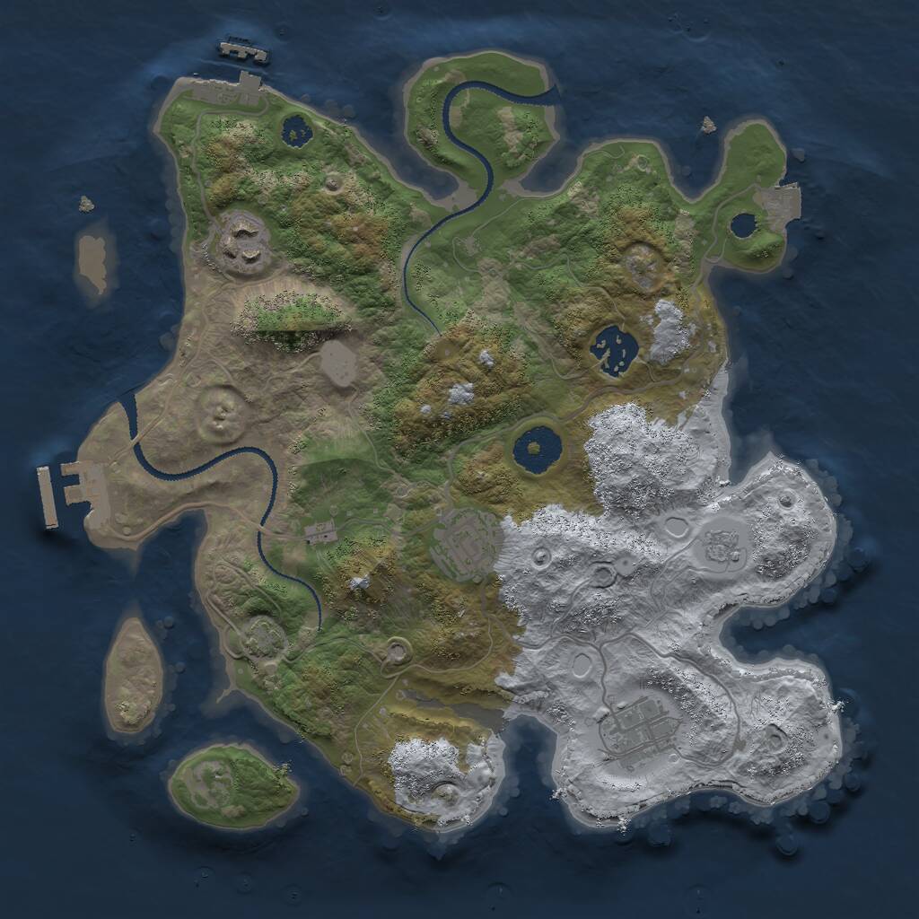 Rust Map: Procedural Map, Size: 3000, Seed: 1454122636, 9 Monuments