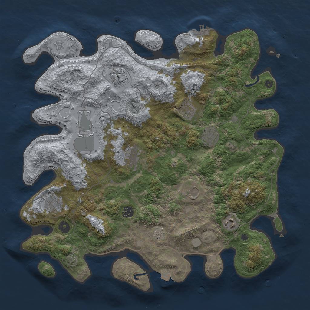 Rust Map: Procedural Map, Size: 4000, Seed: 32451, 17 Monuments