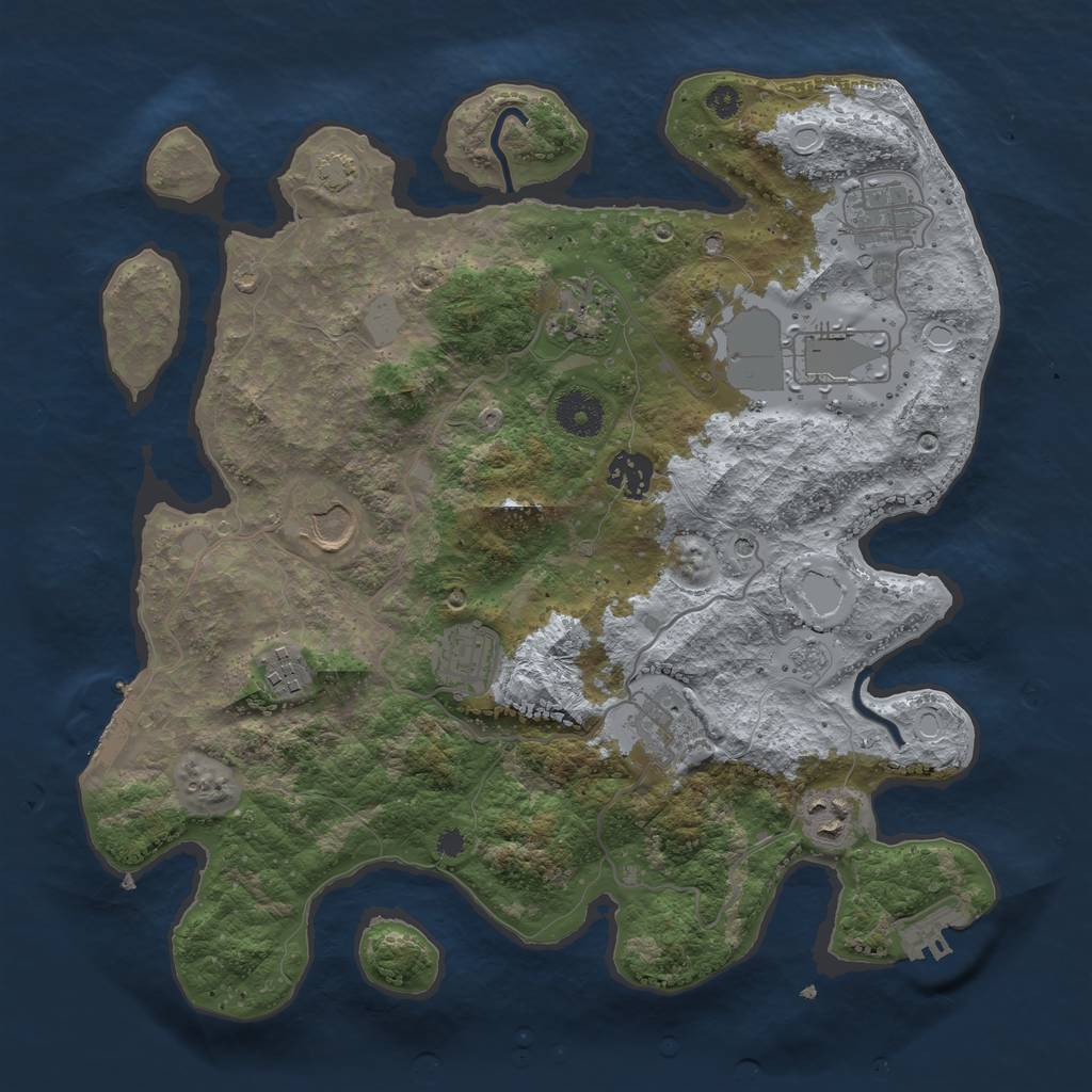 Rust Map: Procedural Map, Size: 3500, Seed: 402459330, 17 Monuments