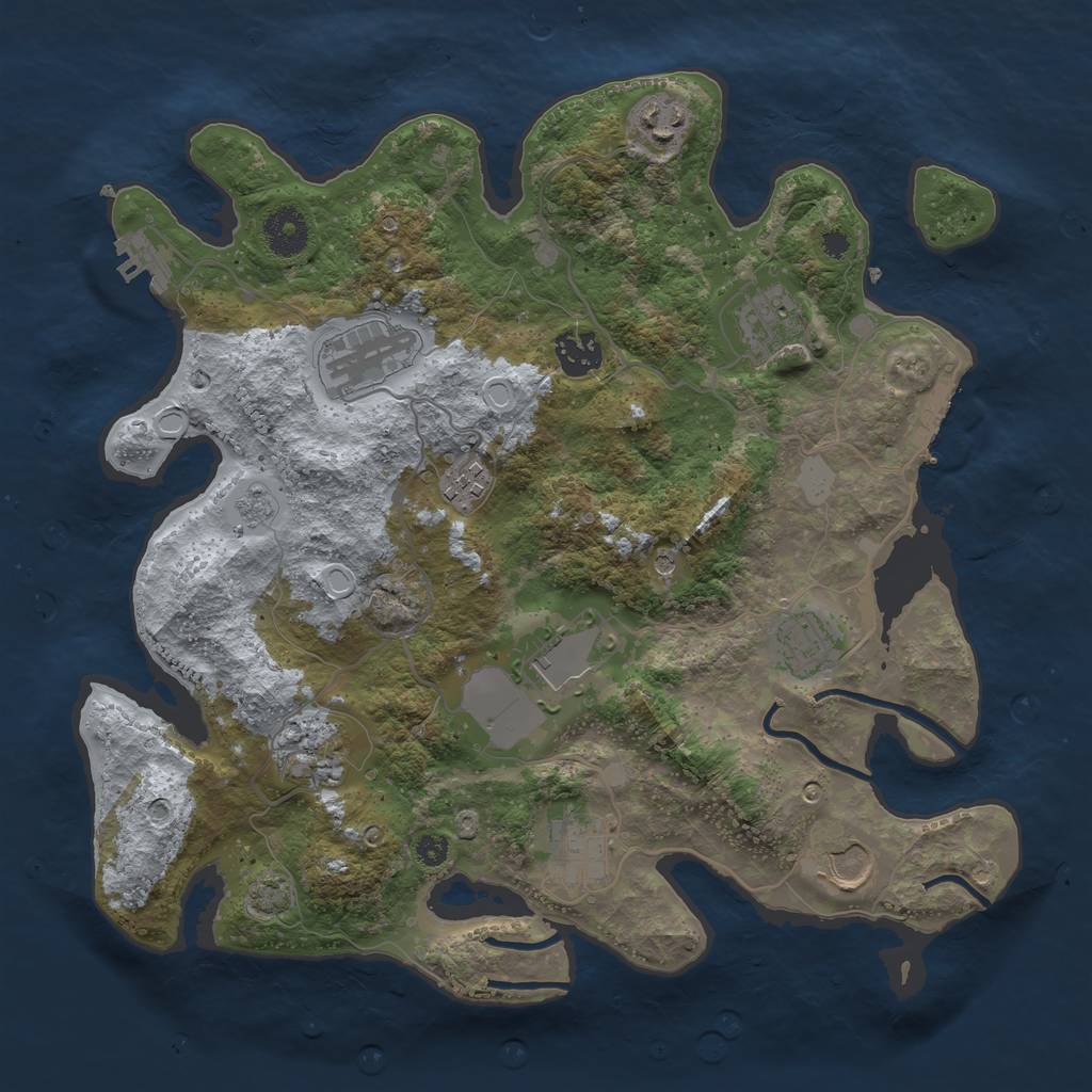 Rust Map: Procedural Map, Size: 3500, Seed: 452262442, 18 Monuments