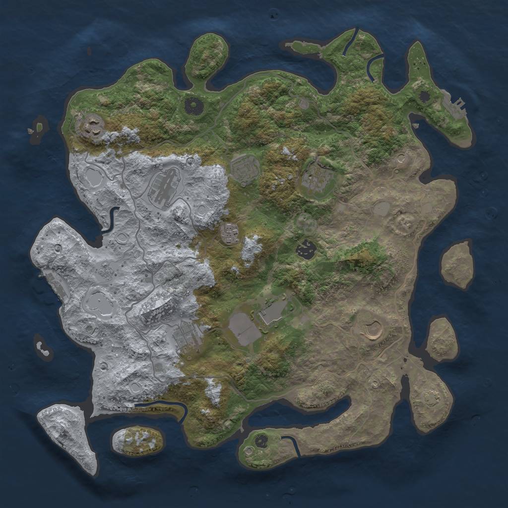 Rust Map: Procedural Map, Size: 4000, Seed: 6289733, 17 Monuments