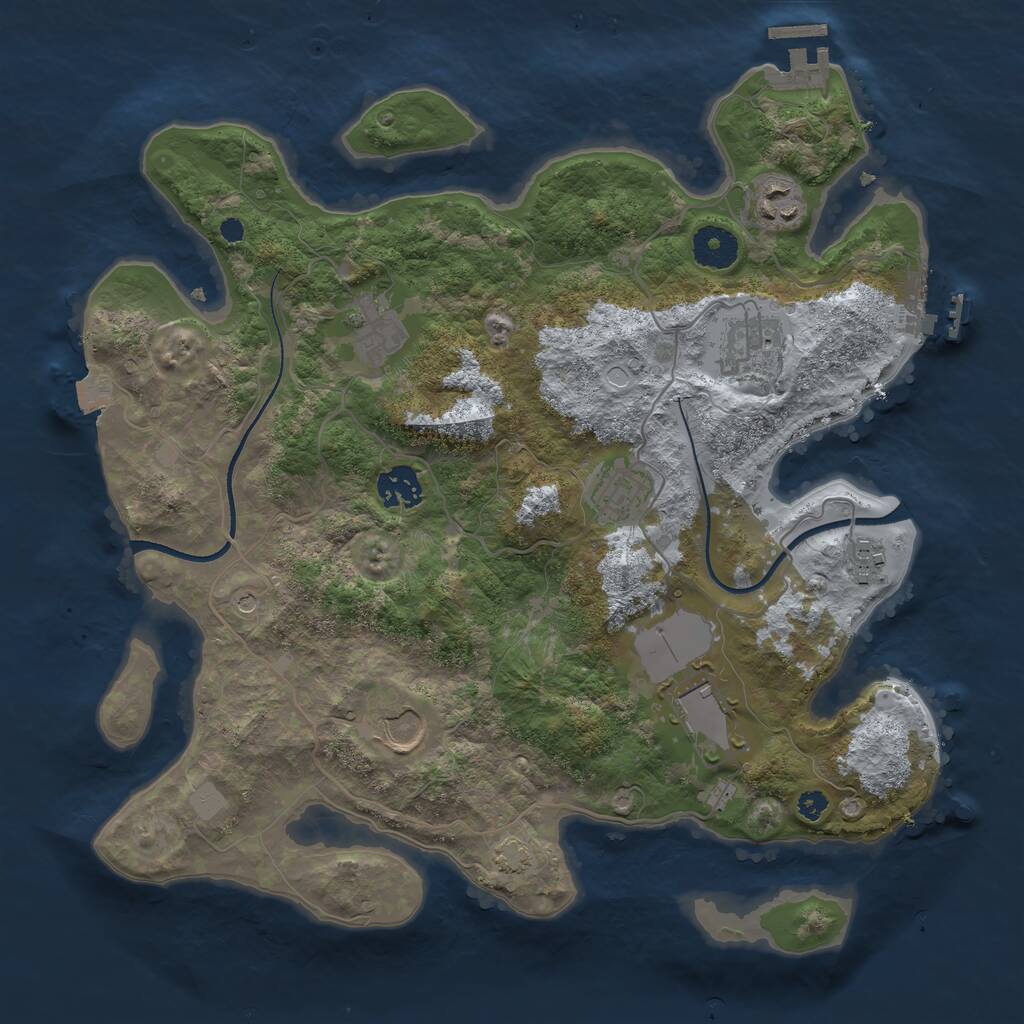 Rust Map: Procedural Map, Size: 3500, Seed: 2040272588, 13 Monuments