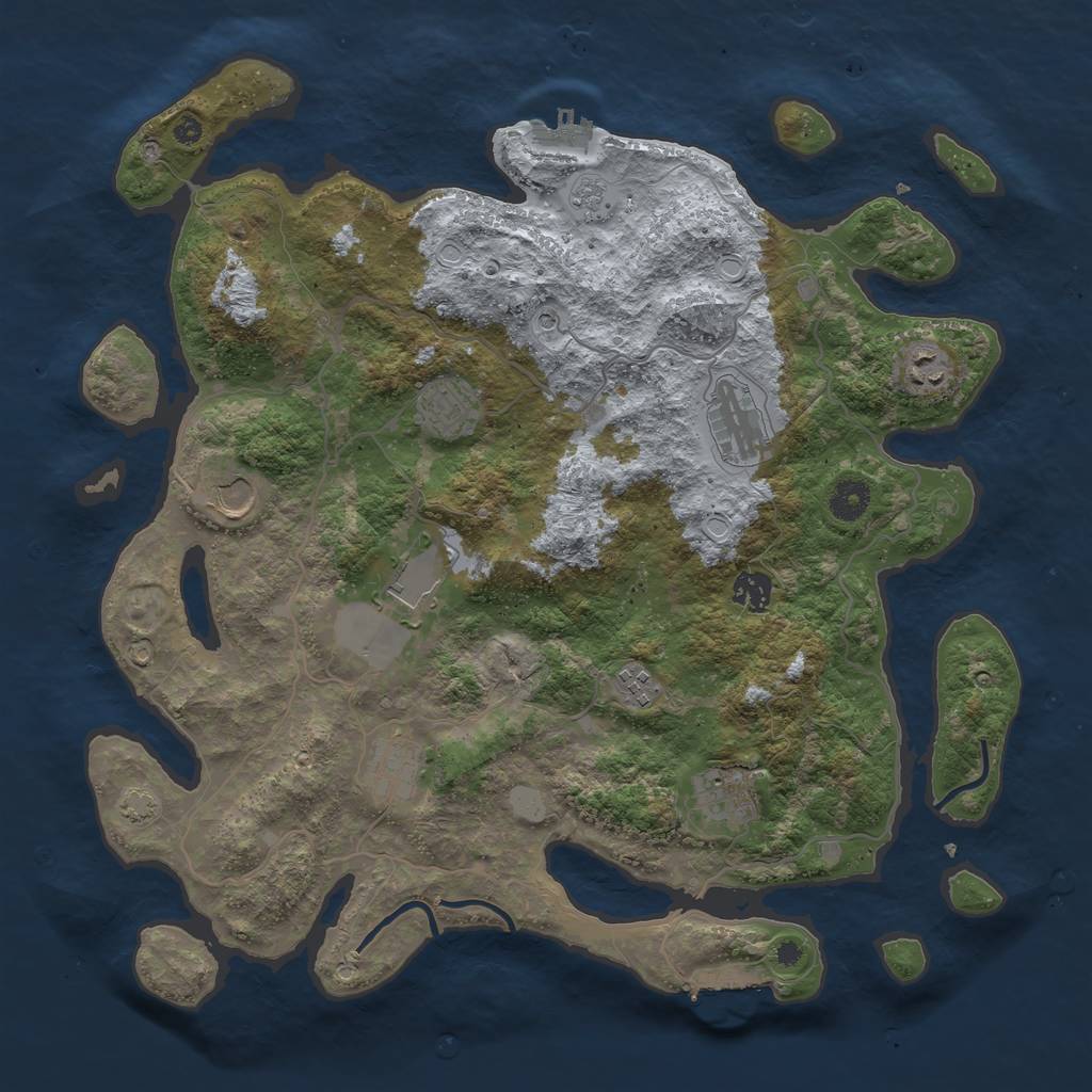 Rust Map: Procedural Map, Size: 4000, Seed: 9505, 17 Monuments