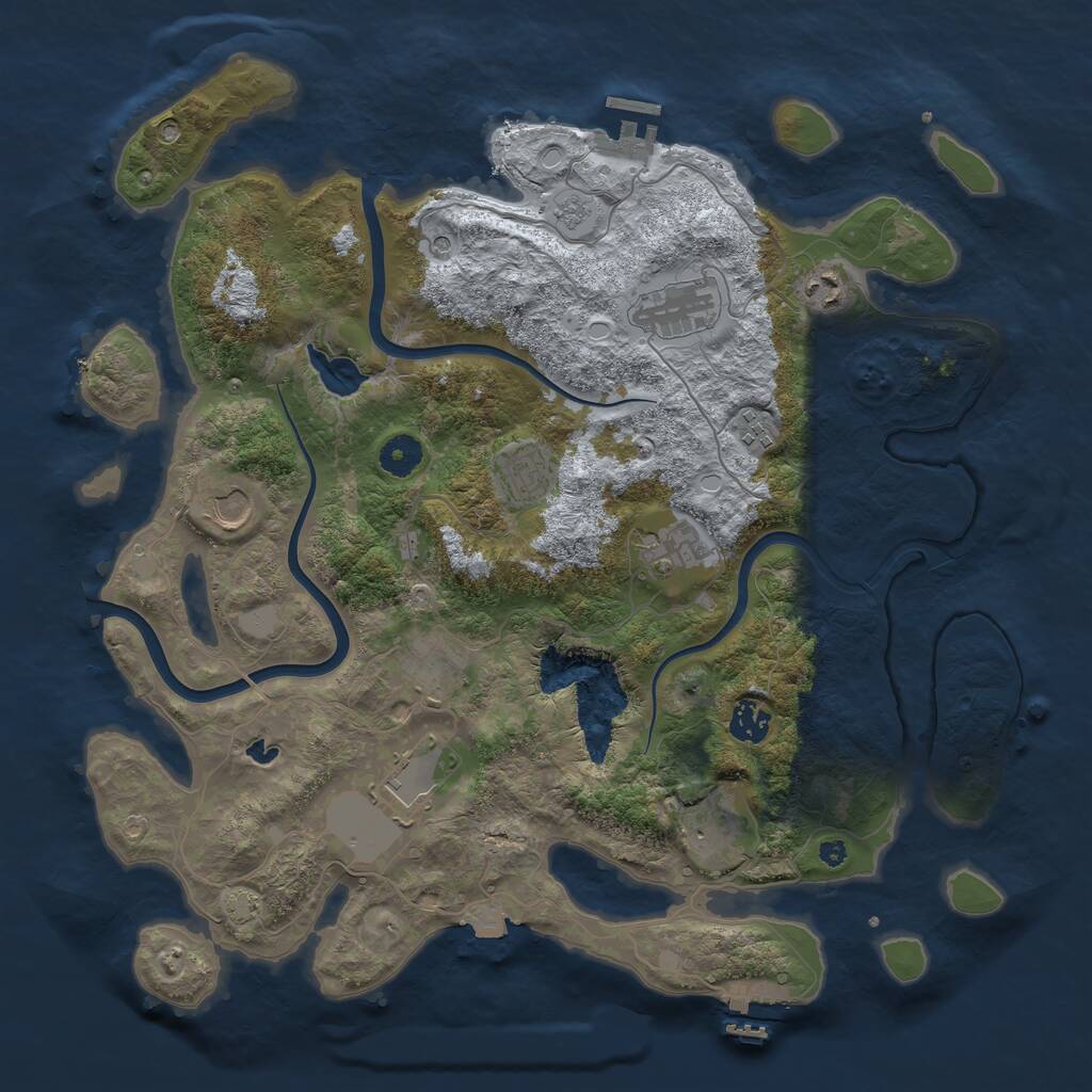 Rust Map: Procedural Map, Size: 4000, Seed: 9505, 16 Monuments