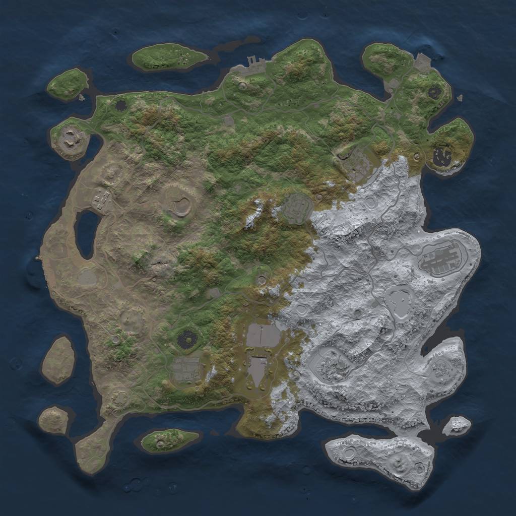 Rust Map: Procedural Map, Size: 4000, Seed: 7594672, 18 Monuments