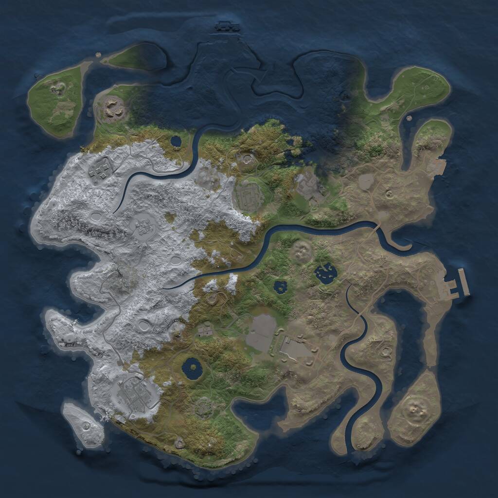 Rust Map: Procedural Map, Size: 3600, Seed: 22705, 13 Monuments