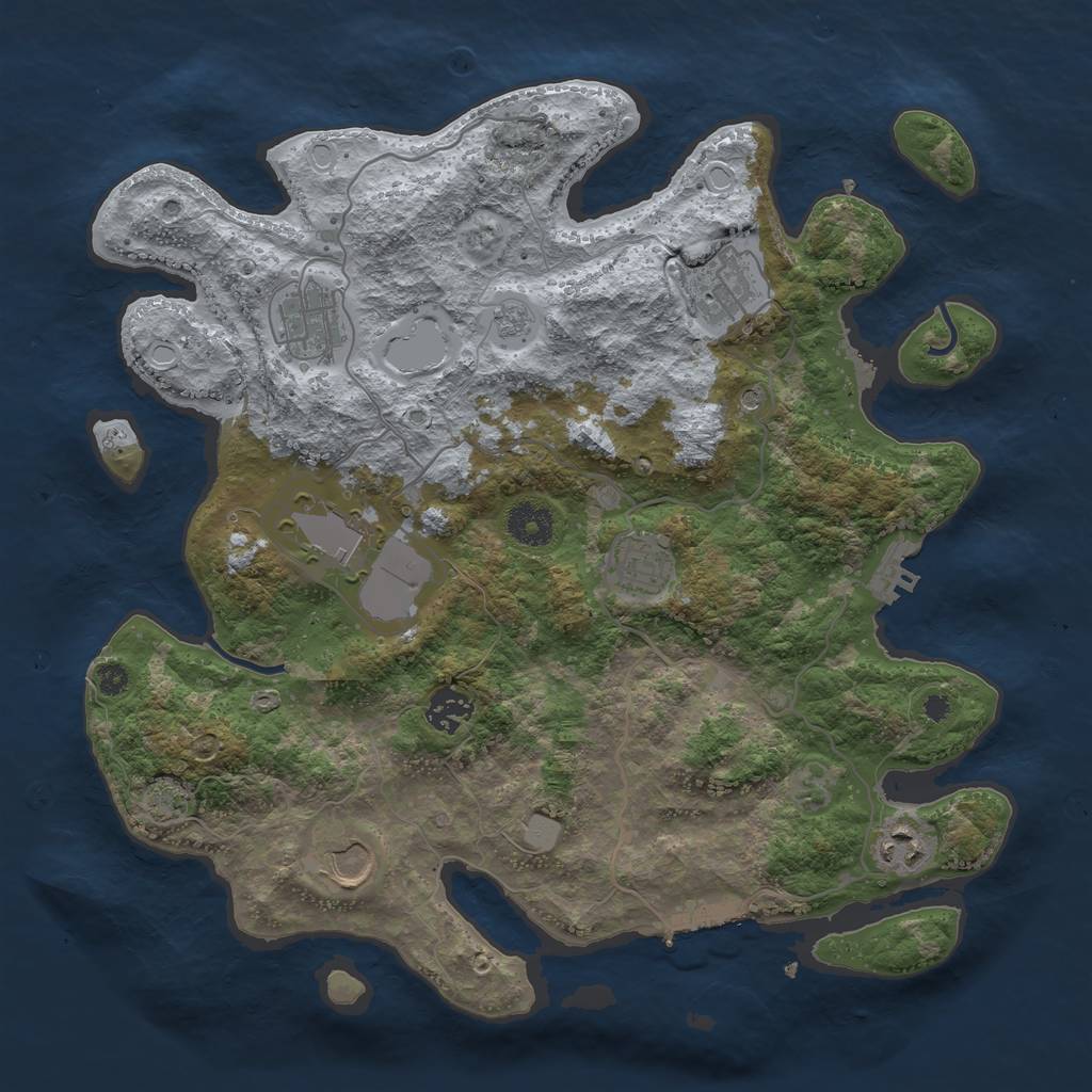 Rust Map: Procedural Map, Size: 3600, Seed: 12705, 15 Monuments