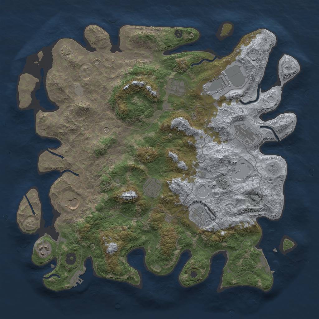 Rust Map: Procedural Map, Size: 4000, Seed: 35125831, 16 Monuments