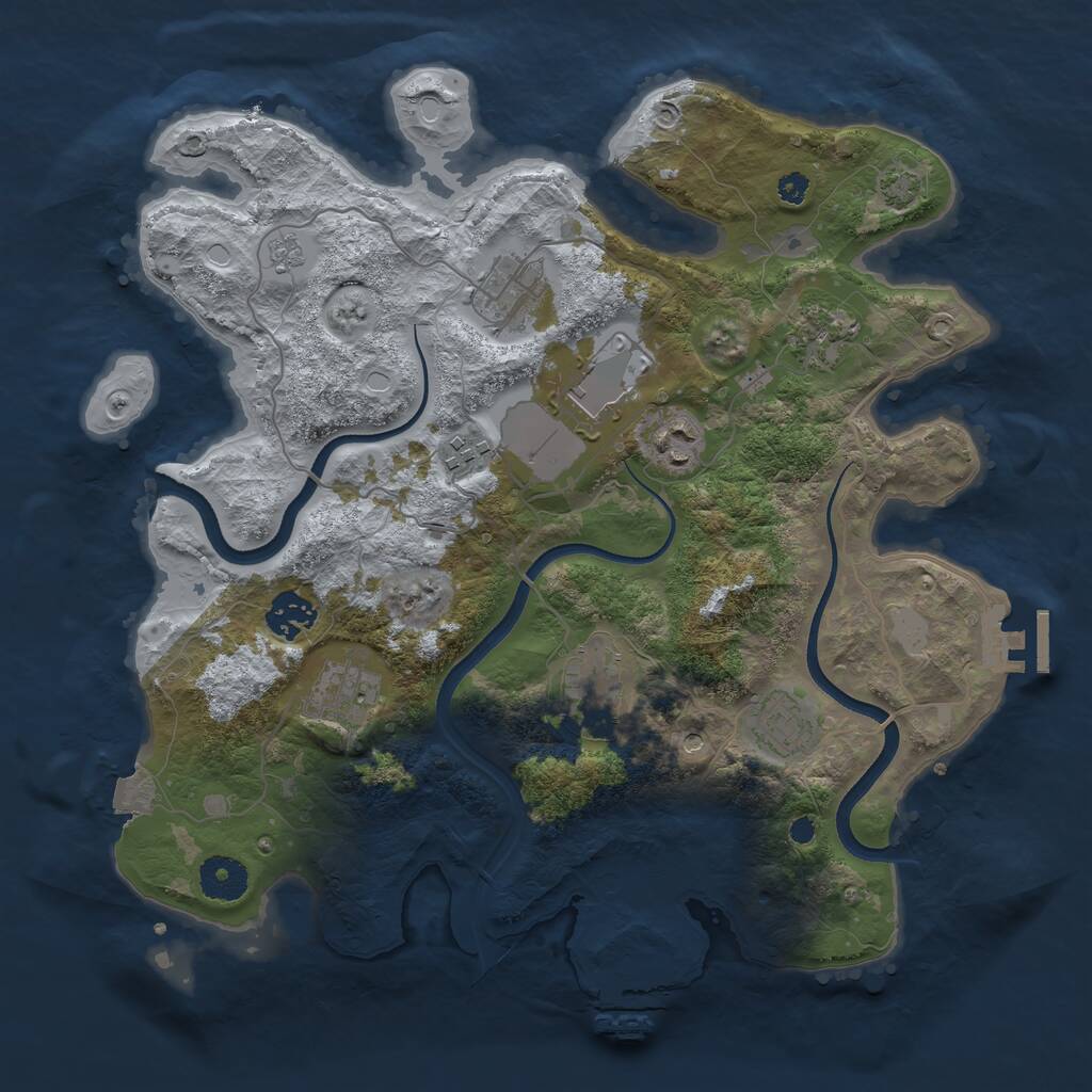 Rust Map: Procedural Map, Size: 3500, Seed: 11537, 15 Monuments