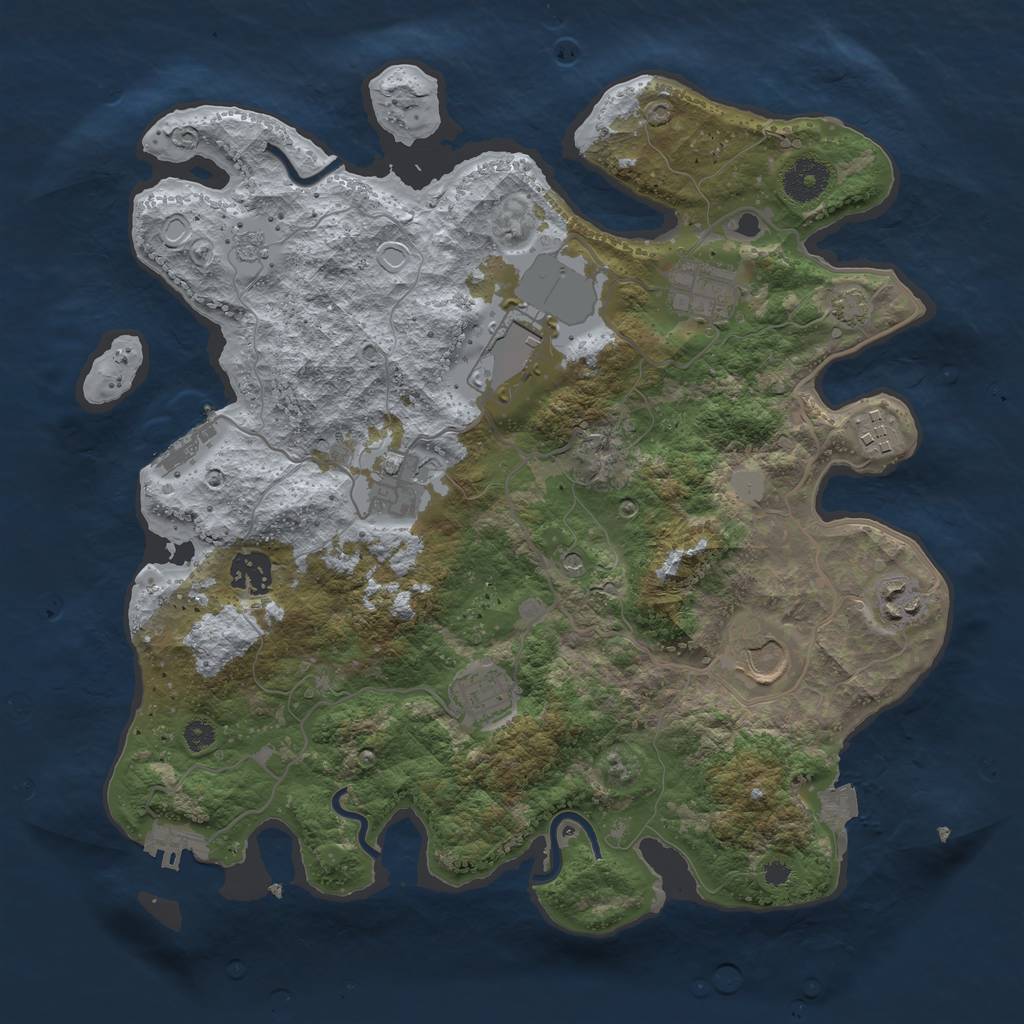 Rust Map: Procedural Map, Size: 3500, Seed: 11537, 16 Monuments