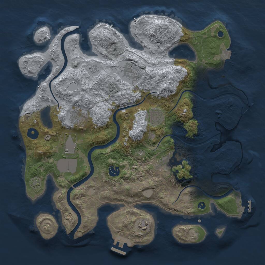 Rust Map: Procedural Map, Size: 3500, Seed: 1311928612, 14 Monuments