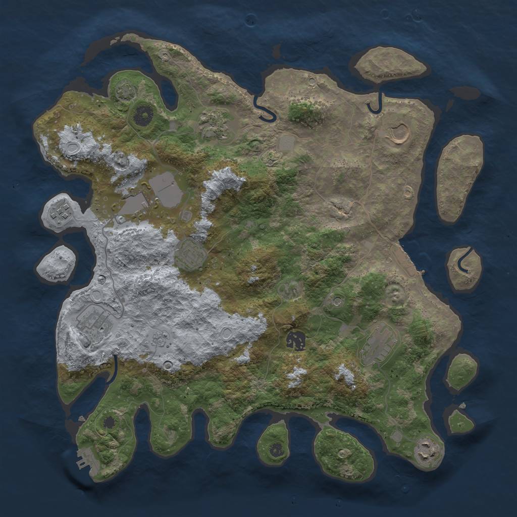 Rust Map: Procedural Map, Size: 3800, Seed: 1006823512, 17 Monuments
