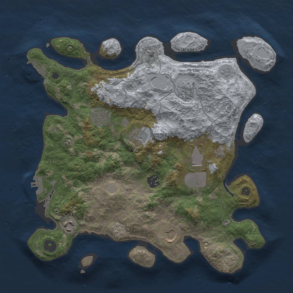 Rust Map: Procedural Map, Size: 3500, Seed: 79791, 16 Monuments