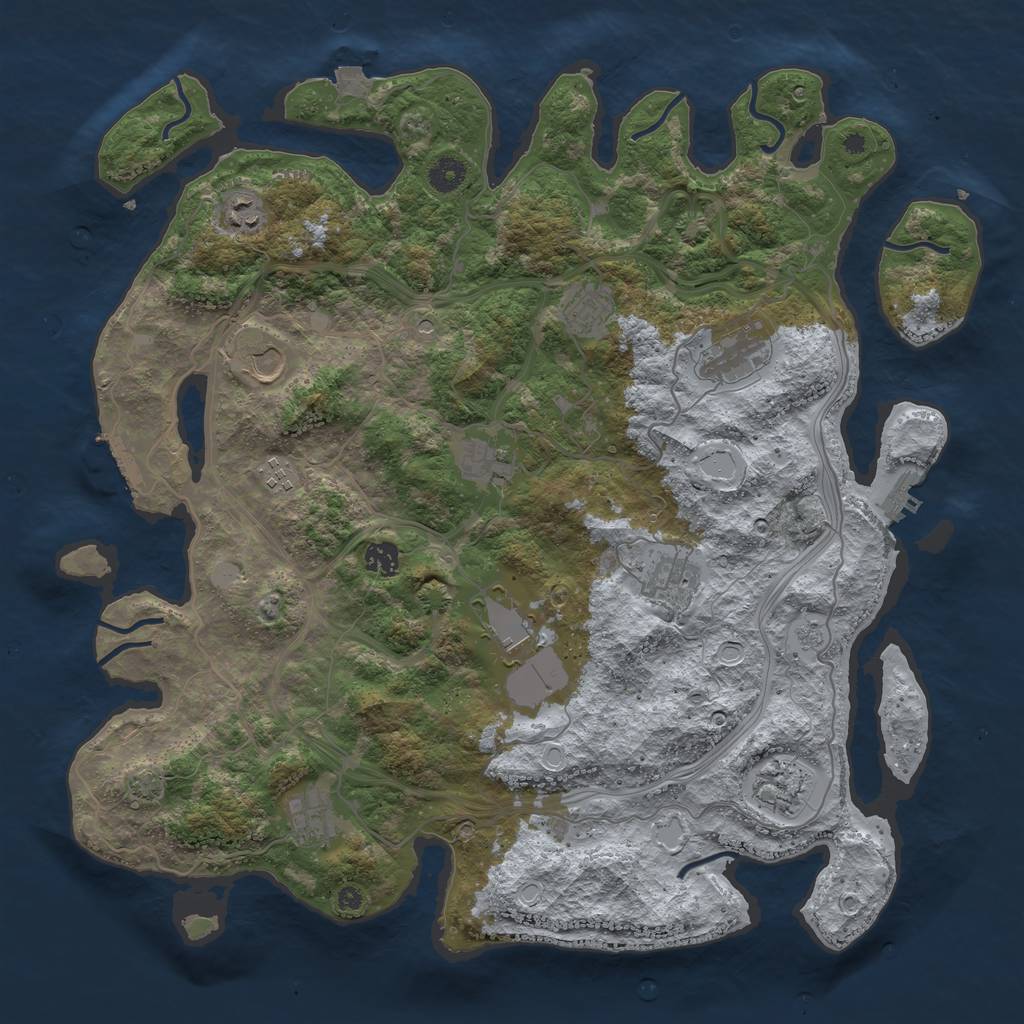 Rust Map: Procedural Map, Size: 4300, Seed: 45717331, 19 Monuments