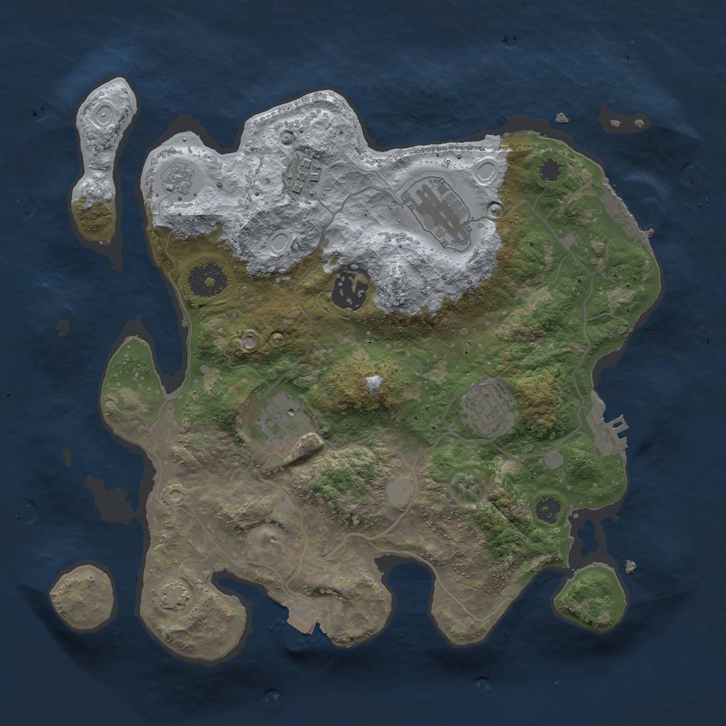 Rust Map: Procedural Map, Size: 3000, Seed: 726, 12 Monuments