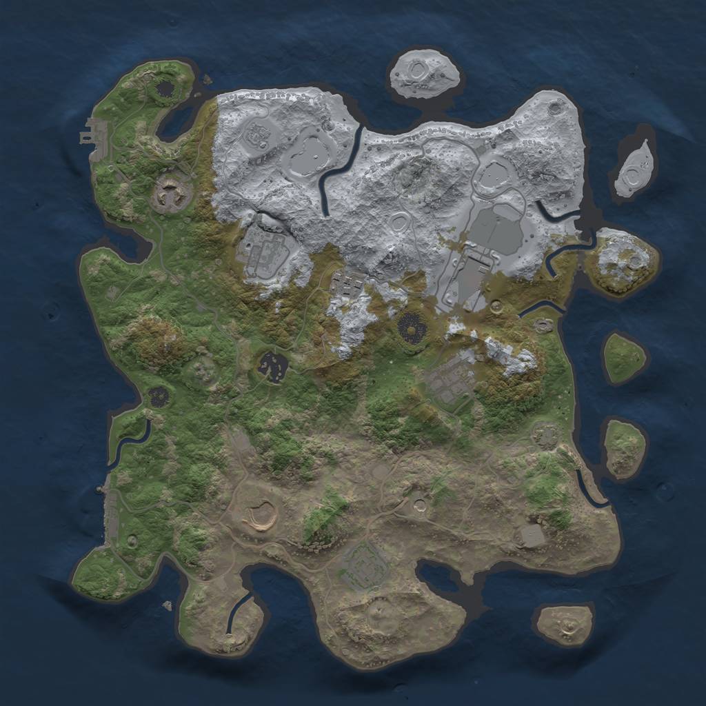 Rust Map: Procedural Map, Size: 3550, Seed: 57851579, 16 Monuments