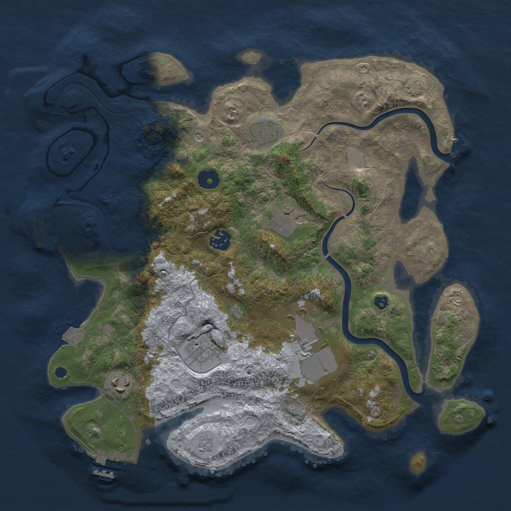 Rust Map: Procedural Map, Size: 3700, Seed: 1636892, 12 Monuments