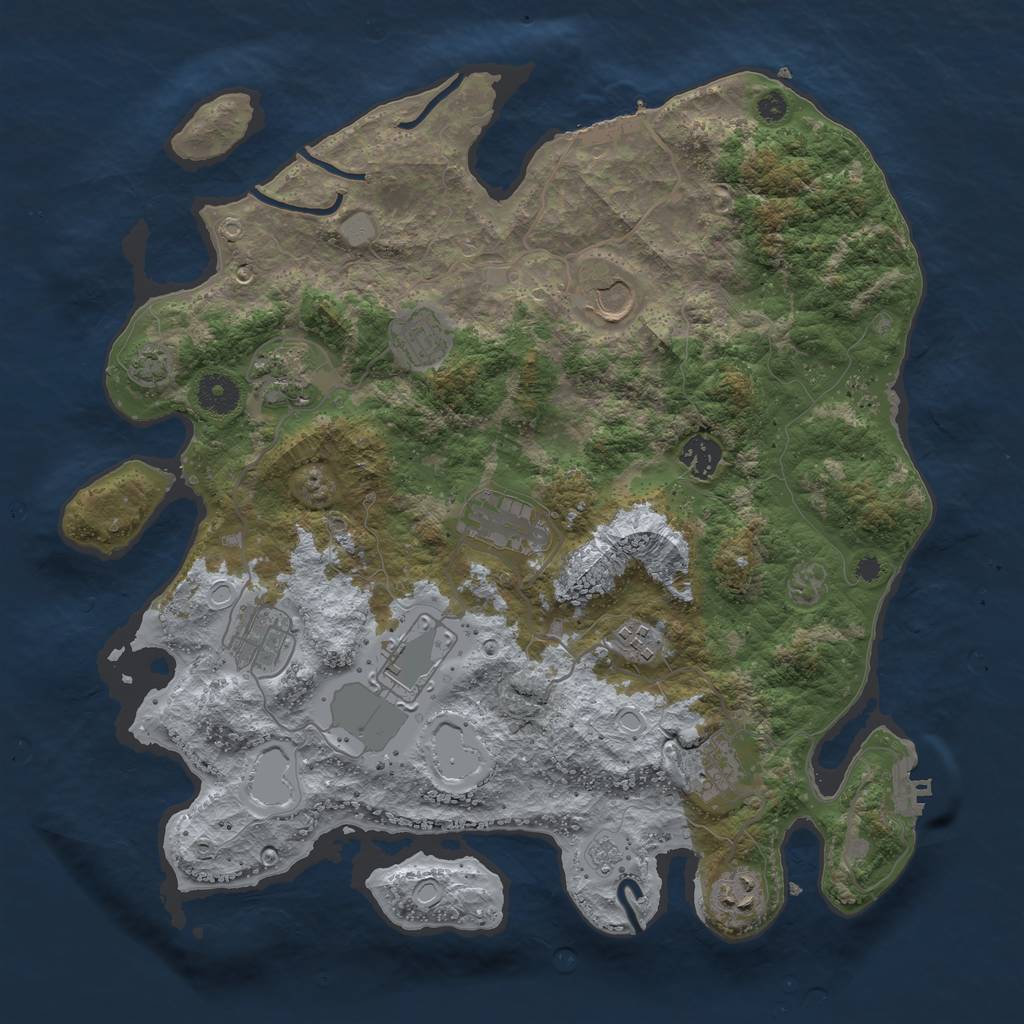 Rust Map: Procedural Map, Size: 3750, Seed: 43442705, 17 Monuments