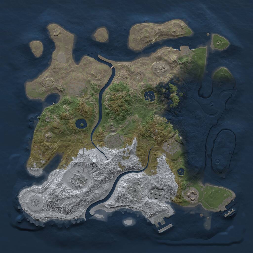 Rust Map: Procedural Map, Size: 3400, Seed: 38531850, 13 Monuments