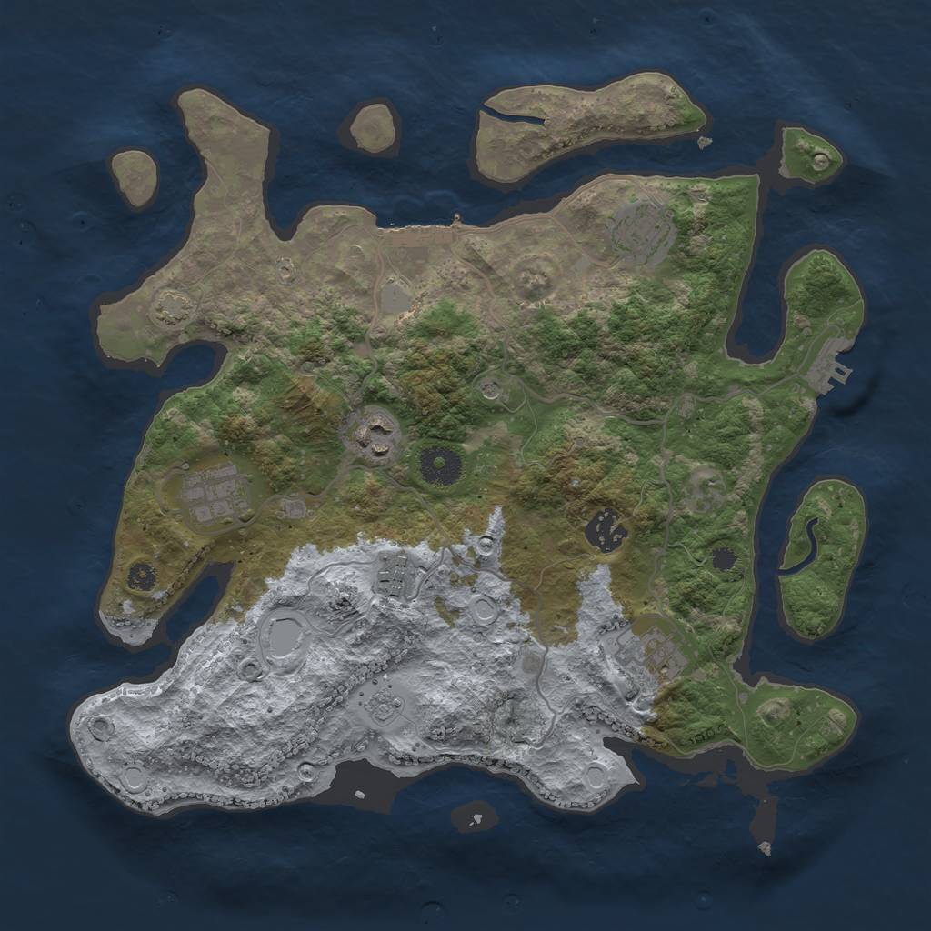 Rust Map: Procedural Map, Size: 3400, Seed: 38531850, 14 Monuments