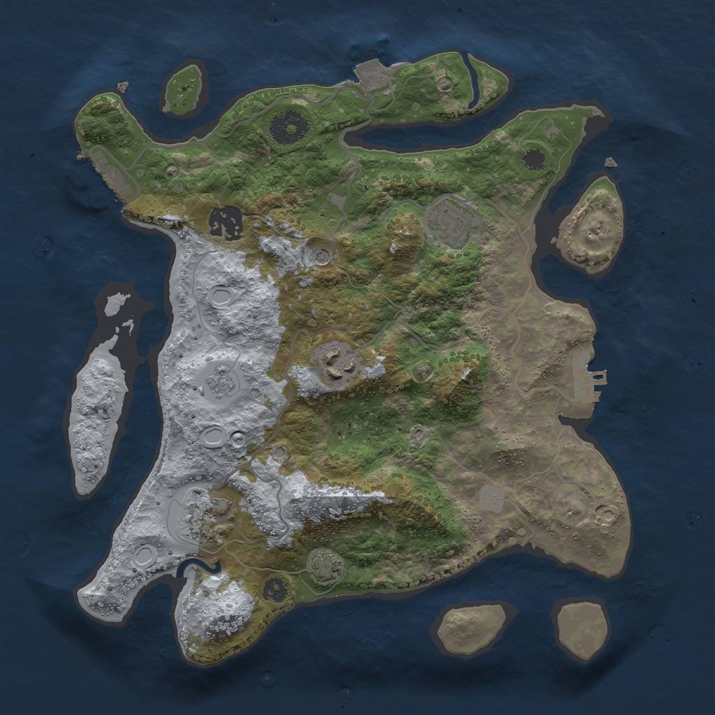 Rust Map: Procedural Map, Size: 3000, Seed: 22875, 12 Monuments