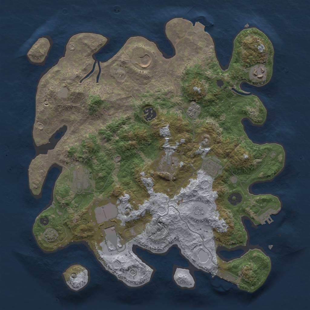 Rust Map: Procedural Map, Size: 3500, Seed: 11422391, 16 Monuments
