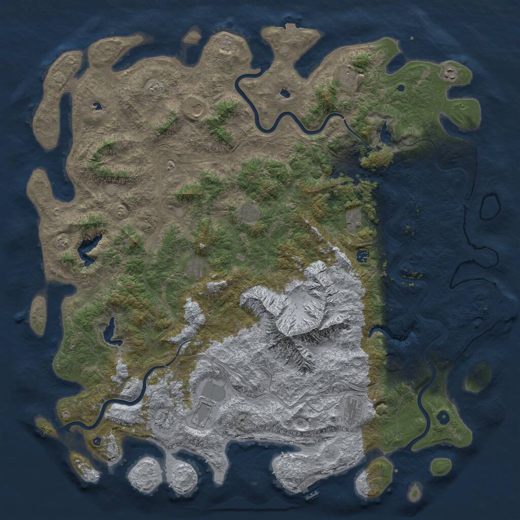 Rust Map: Procedural Map, Size: 6000, Seed: 53735839, 17 Monuments