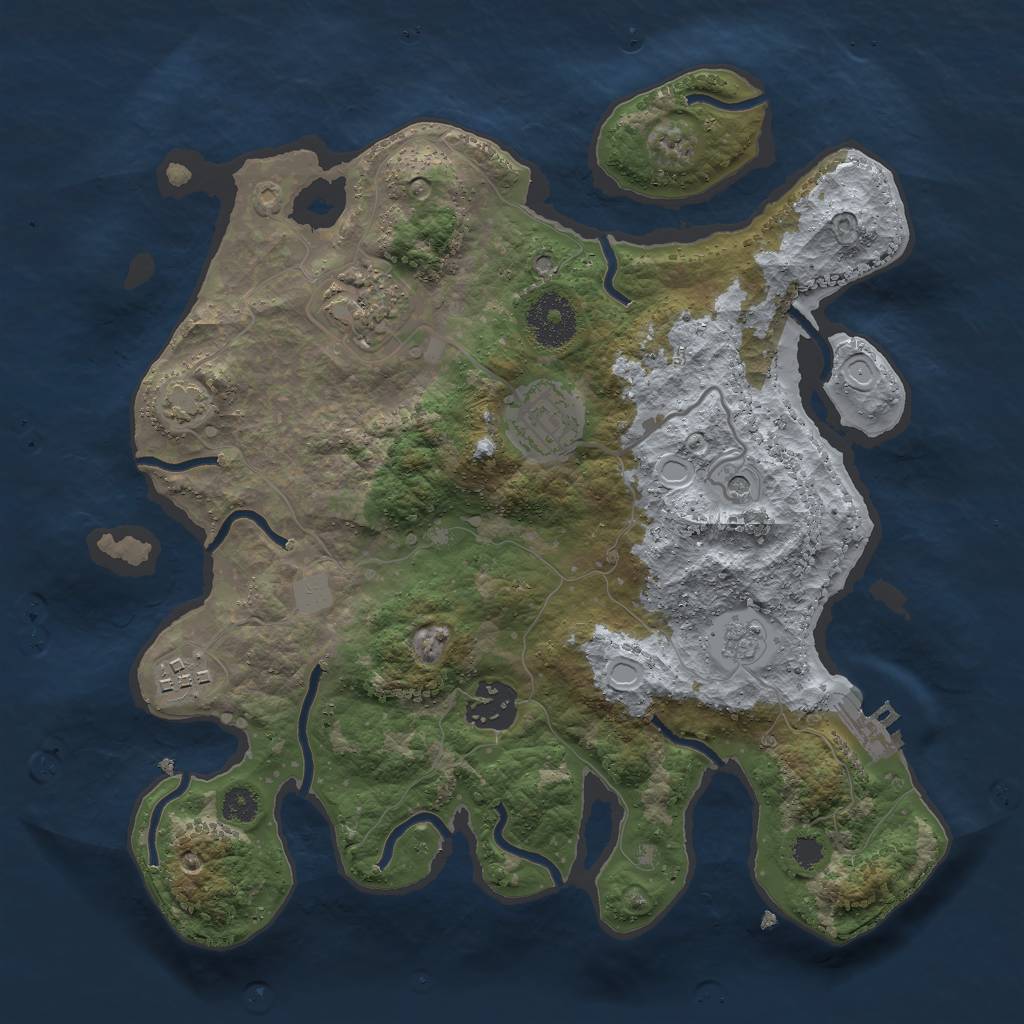 Rust Map: Procedural Map, Size: 3000, Seed: 27699, 11 Monuments