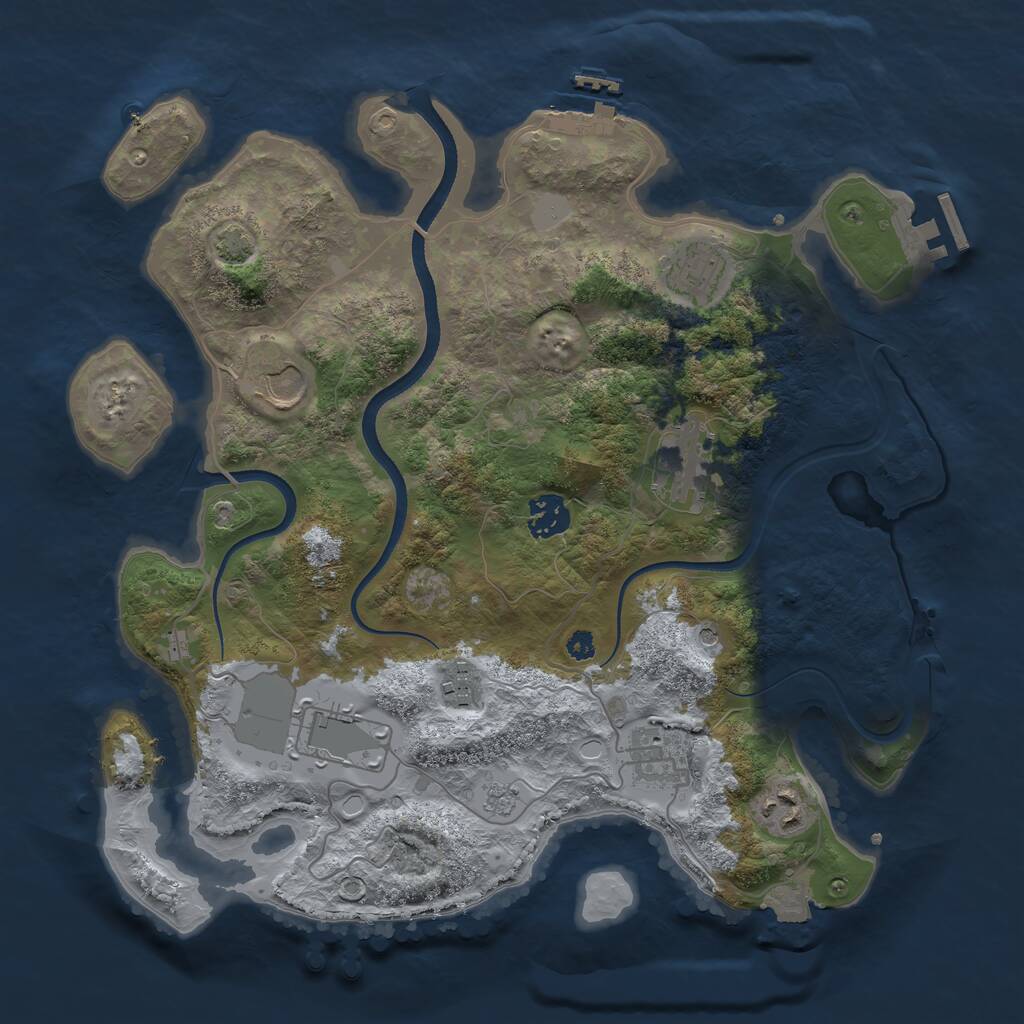 Rust Map: Procedural Map, Size: 3500, Seed: 15103705, 14 Monuments