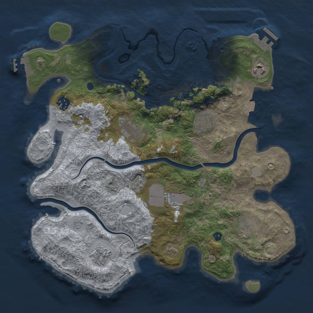 Rust Map: Procedural Map, Size: 3600, Seed: 93047333, 14 Monuments