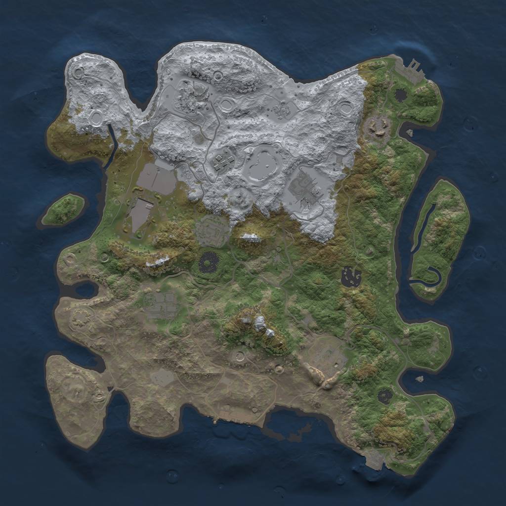 Rust Map: Procedural Map, Size: 3500, Seed: 2093765863, 17 Monuments