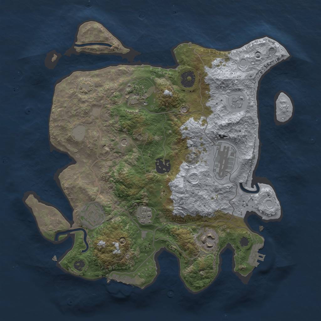 Rust Map: Procedural Map, Size: 3000, Seed: 7347, 14 Monuments