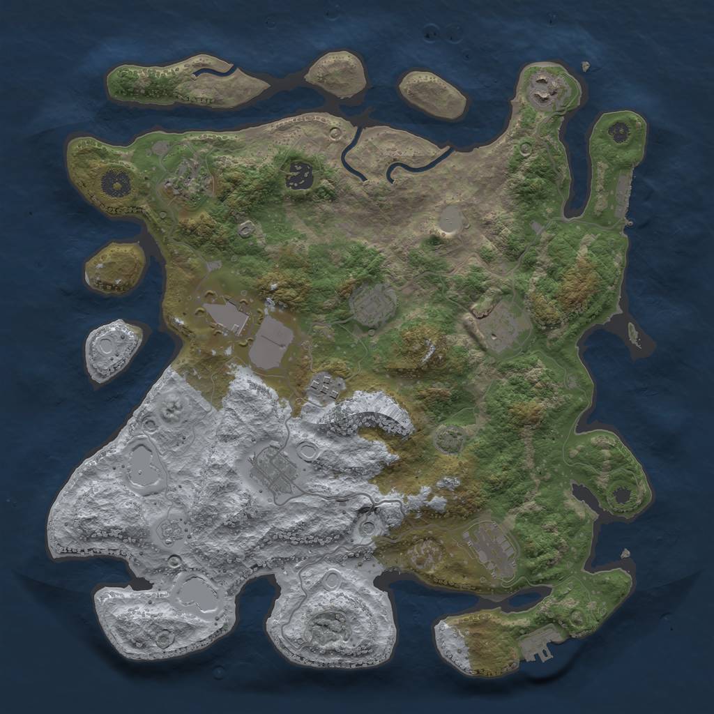 Rust Map: Procedural Map, Size: 3700, Seed: 57605678, 17 Monuments