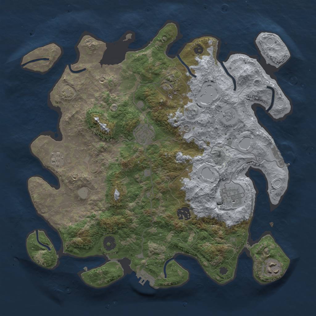 Rust Map: Procedural Map, Size: 3450, Seed: 87053145, 14 Monuments
