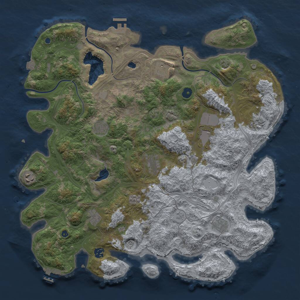 Rust Map: Procedural Map, Size: 4400, Seed: 5350277, 16 Monuments