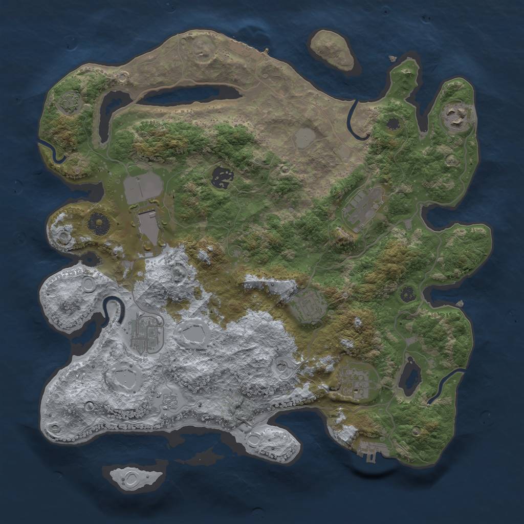 Rust Map: Procedural Map, Size: 3550, Seed: 25266138, 15 Monuments