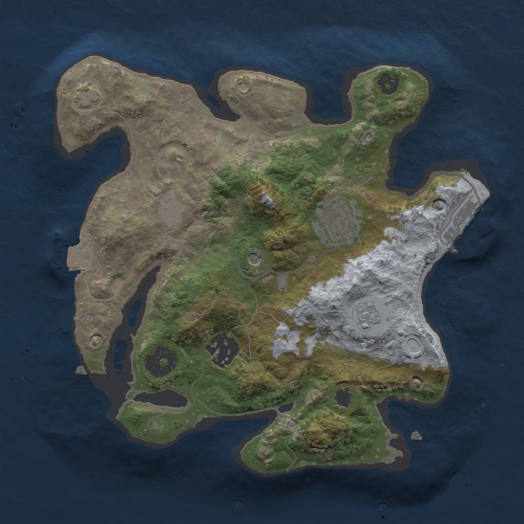 Rust Map: Procedural Map, Size: 2500, Seed: 1129969971, 9 Monuments