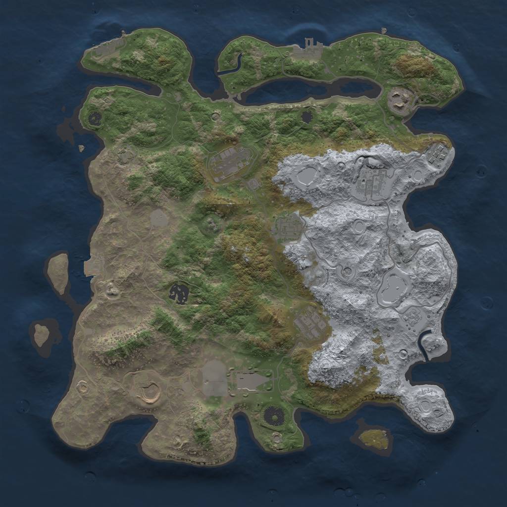 Rust Map: Procedural Map, Size: 3750, Seed: 9951659, 17 Monuments